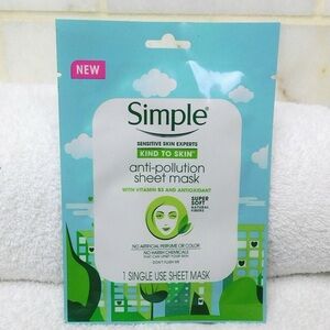 Simple Anti Pollution Sheet Mask Skin Care Sensitive Skin
